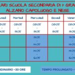 Nuovi orari della scuola secondaria di primo grado