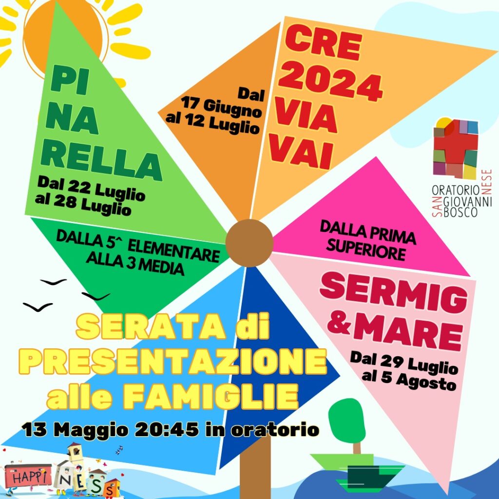 CRE all'oratorio di Nese. Serata di presentazione il 13 maggio 24 alle ore 20.45.